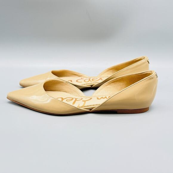 Sam Edelman Shoes Womens 6 Beige Patent Leather D'Orsay Pointed Toe Flats Cutout - Picture 5 of 13